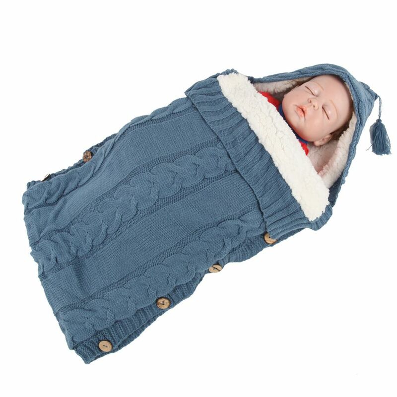 Warm Thick Knitted Baby Robes Sleeping Bag Cute Winter Baby Clothing Sleepwear For Girls Boys Sleeper 0-12 Months