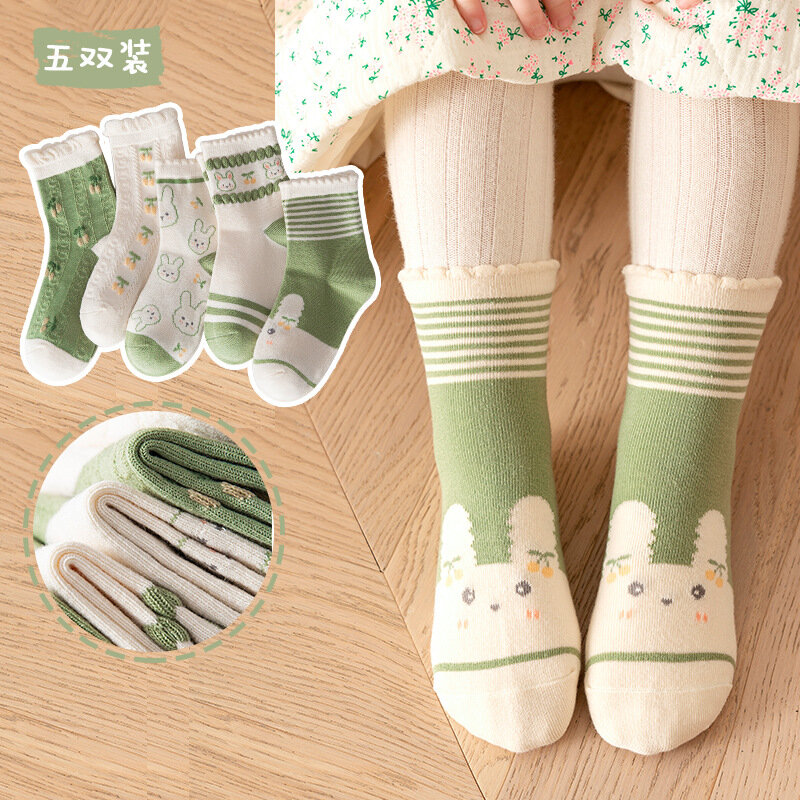 5 pares de calcetines de algodón para niños y niñas de 1 a 14 años, bonitos dibujos animados, Moda de Primavera
