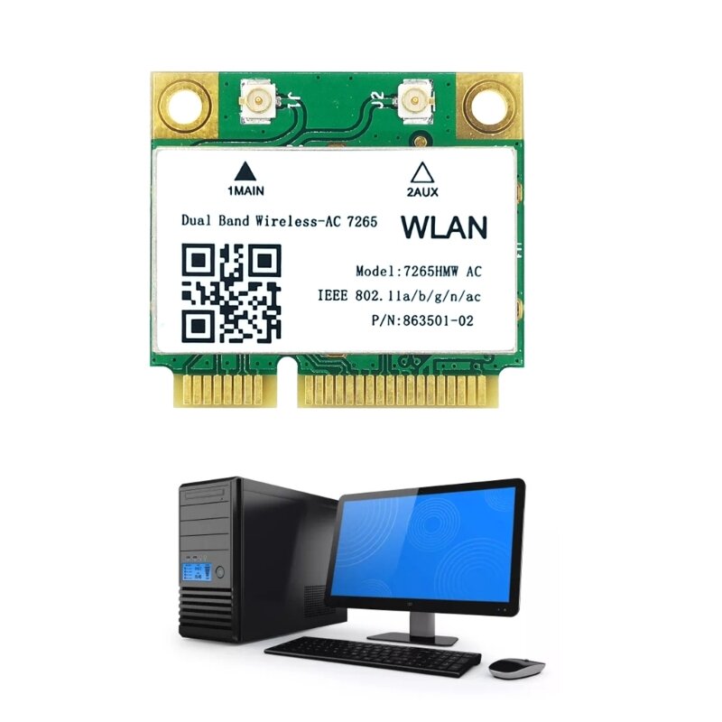 1200Mbps dwuzakresowy 2.4G + 5G Wifi bezprzewodowy Mini karta PCI-E Dropship kompatybilny z Bluetooth