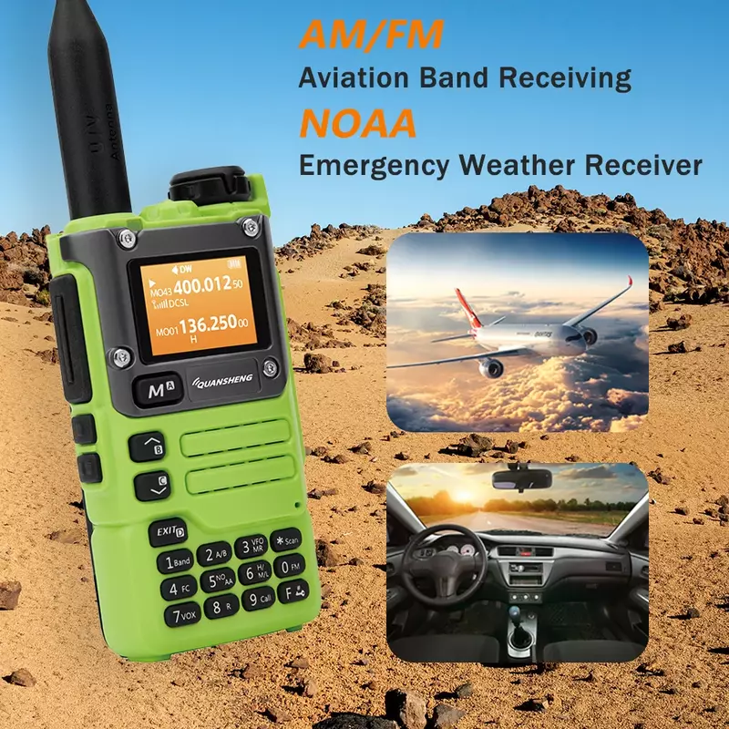 Quansheng UV-K6 워키토키, 5W 그린 에어 밴드, 타입 C 충전 FM, 50-600MHz VHF/UHF 무선 주파수, 양방향 cb무전기 UV K5(8)