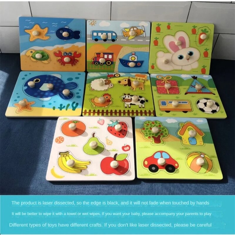 Madeira Jigsaw Puzzle Board, Frutas e legumes, Handle Gripper, Bundle Shape Brinquedos, Desenvolvimento Educacional Precoce, T