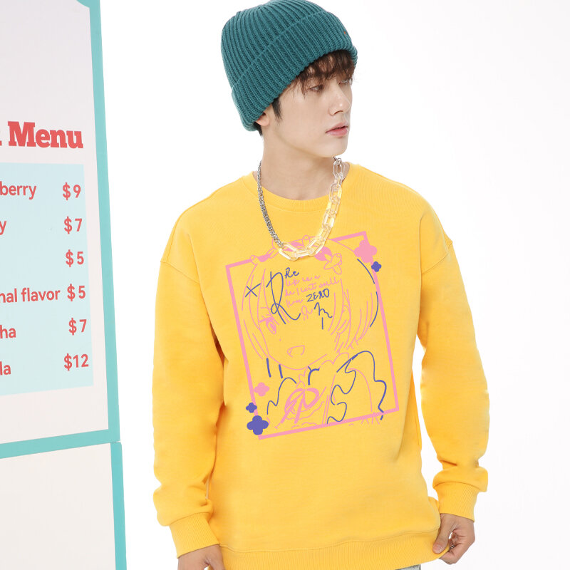 Different World Life From Scratch Crewneck Hoodie Men Fall Two Yuan Rem Animation Peripheral Clothes
