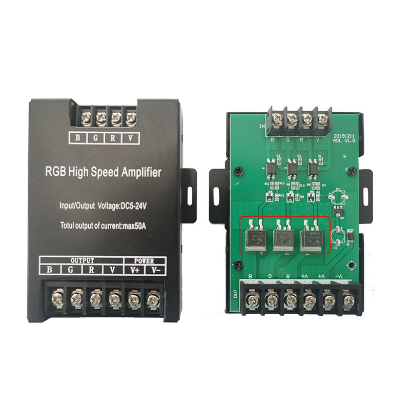 Amplificador de Cor Única LED, Repetidor para Faixa de Luz, Alta Velocidade, RGB, 30A, 50A, 400W