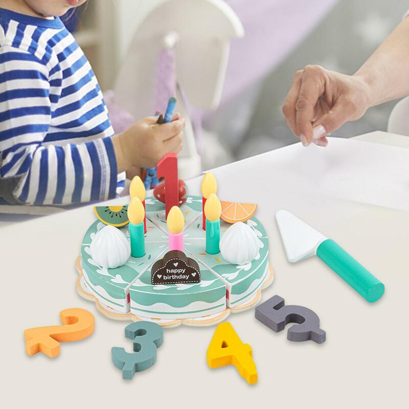 子供のための誕生日ケーキのおもちゃ,キャンドル付きモンテッソーリ,果物のアクセサリー,幼児,男の子,女の子,3歳