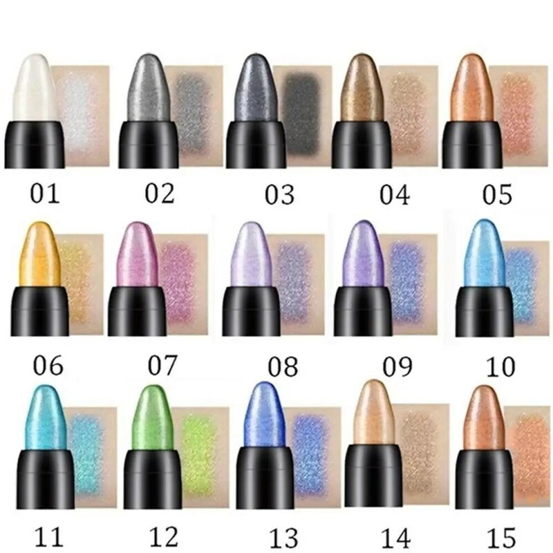 Glitter Eyeshadow Pen wodoodporny połyskujący cień do powiek Stick metaliczny wyróżnienia długotrwały Eyeliner ołówek kobiety narzędzia do makijażu