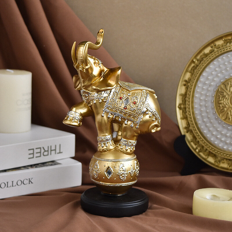 NORTHEUINS patung gajah Resin, ornamen seni kerajinan hewan akrobatik, dekorasi meja kamar tidur rumah