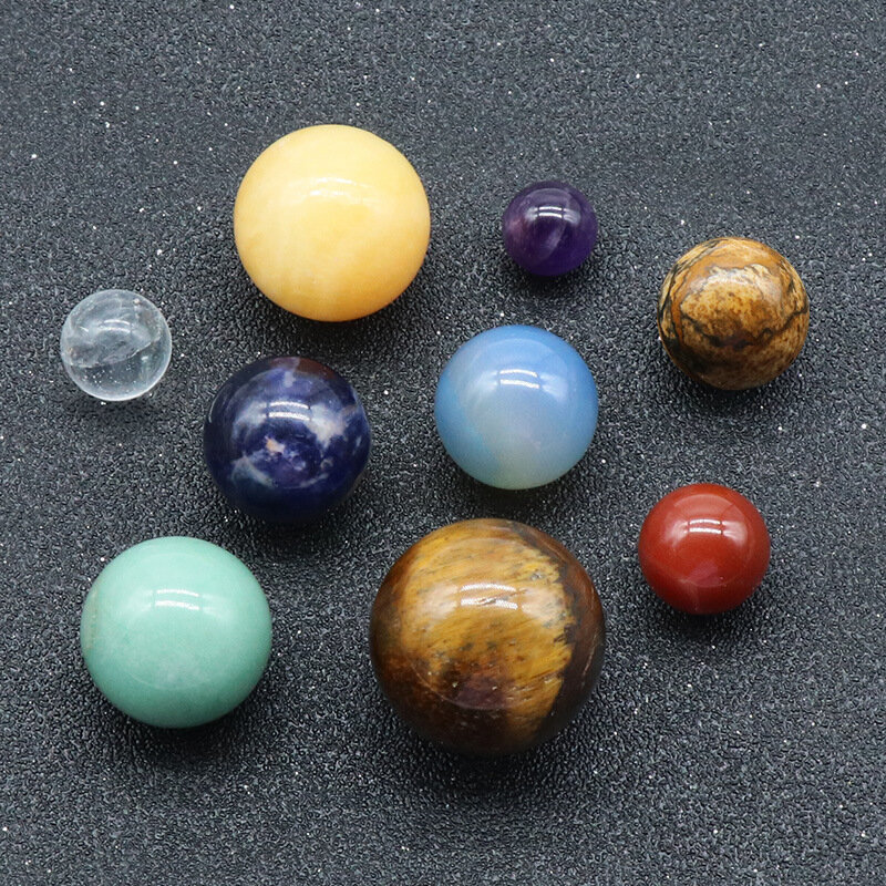Quartzo Natural Pedra Galaxy Modelo Globo, 9 Planeta Bola, Sistema Solar, Crystal Rock Cura, Reiki Chakra Energia Esfera, Moda