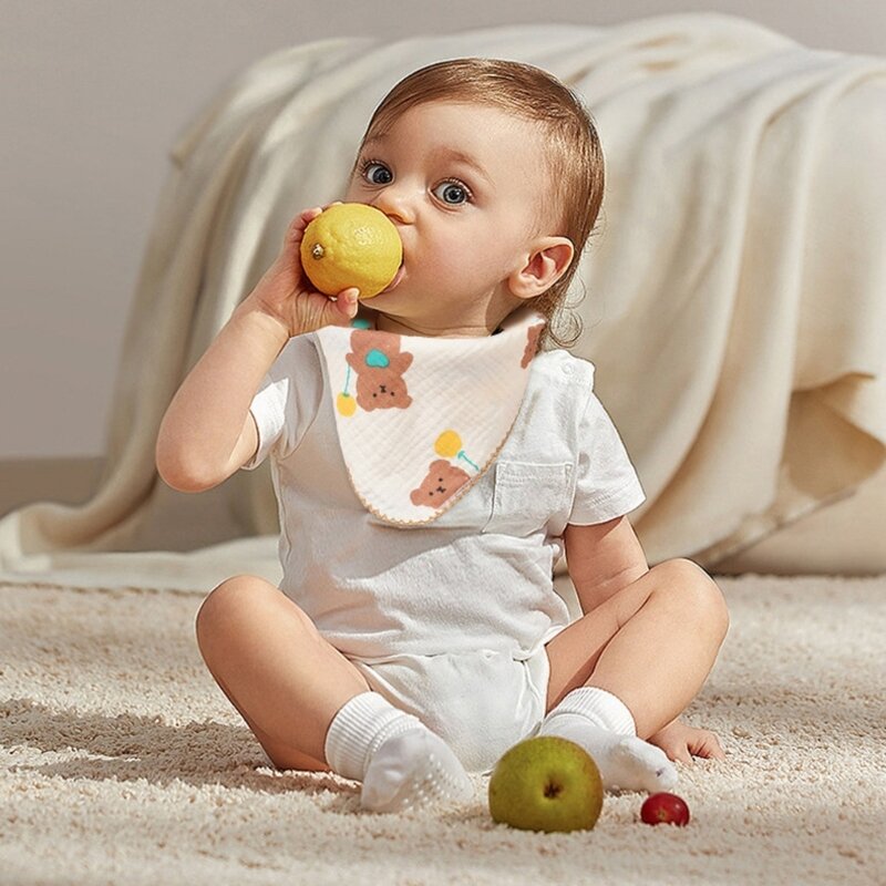 Bavoirs en mousseline garnis de dentelle bavoir Triangle pour garçons et filles bébé coton salive serviette unisexe absorption