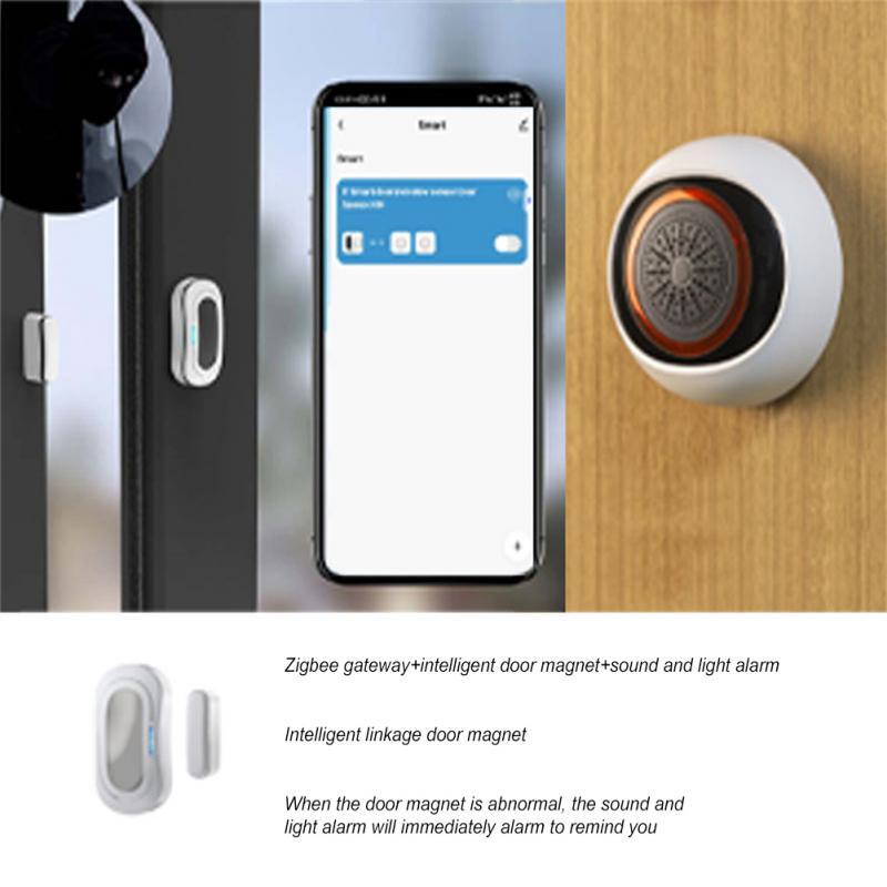 Tuya Zigbee-Sensor de alarma de luz de sonido inteligente, batería USB, doble potencia, Control de vida inteligente, funciona con Zigbee Gateway, 100DB