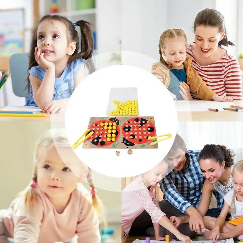 Maluch gry planszowe matematyka liczenie Montessori tabliczka z koralikami Montessori liczące zabawki z pudełkiem do przechowywania malucha numer edukacyjny