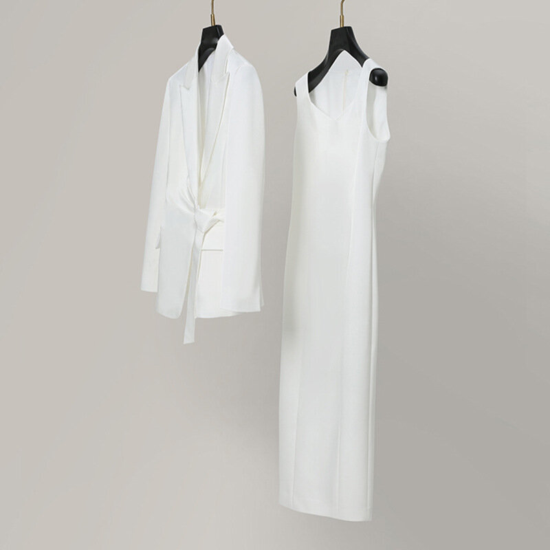 New Triacetate Double-sided Satin Suit/dress Women White Dress Suits Formal Dresses Blazer Dress Women Work Dress