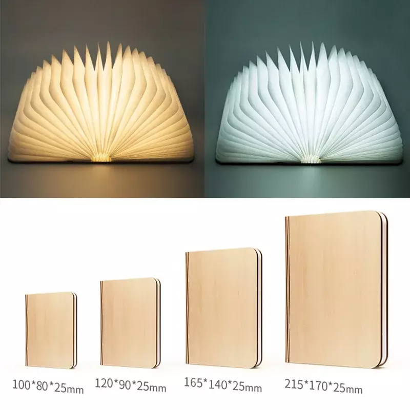 3D Creative LED Book Night Light USB Rechargeable Magnetic Foldable Desk Table Lamp for Kid Birthday Gifts Home Bedside Decor