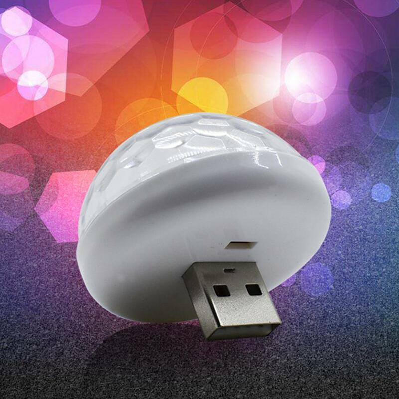 Mini USB LED para coche, luz de ambiente, RGB, música, Control de sonido, DJ, Bola de discoteca, lámpara para fiesta en casa para teléfono Android Apple