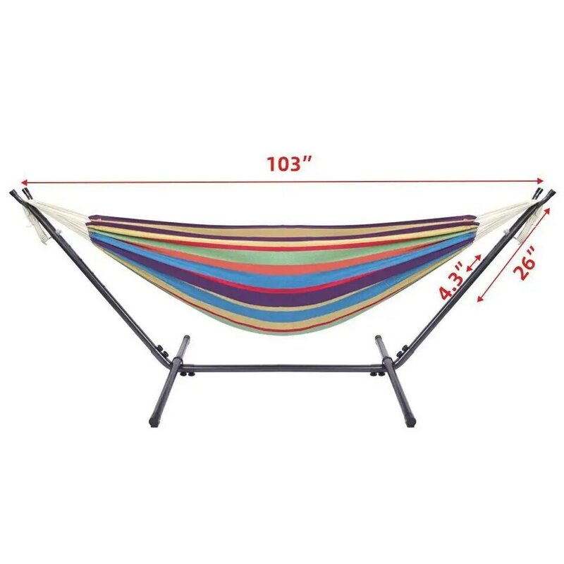 9ft Double Hammock With Stand Set Steel Outdoor Stand With Carrying Case Black