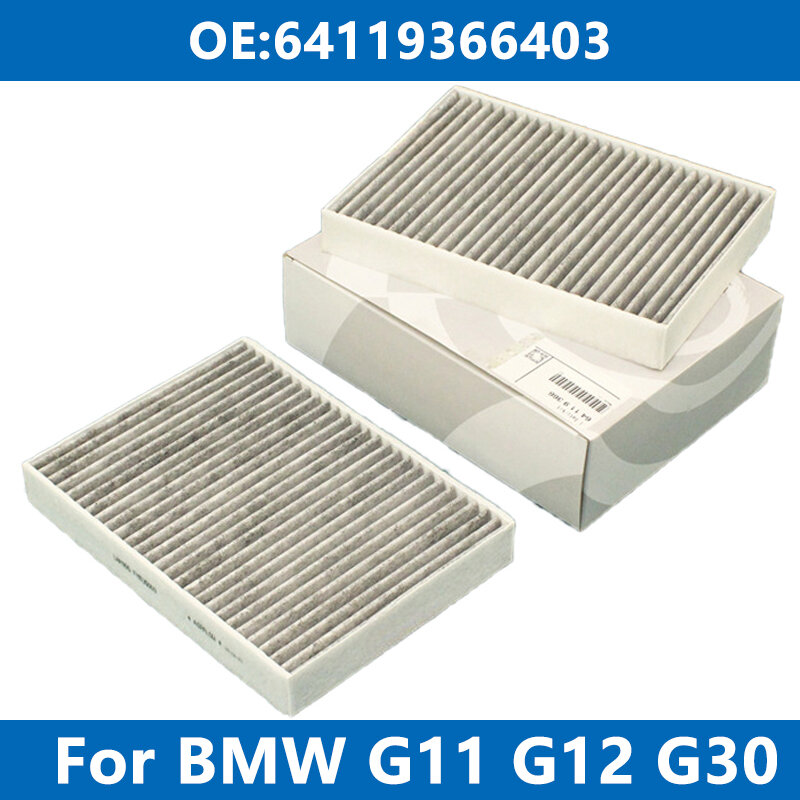2Pcs Car Cabin Filter Air Conditioner 64119366403 For BMW G30 G31 G05 G06 G11 G12 518 520d 525i 530 620 725d 730 X5 X6 Activated