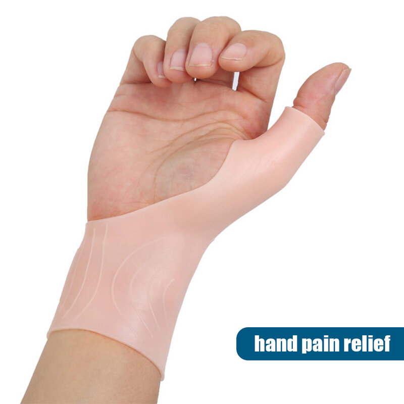 1 para silikonowego żelu podparcia w kształcie kciuka rękawiczki na nadgarstki cieśni nadgarstka w przypadku skurczów pochezy zapalenia stawów ulga w bólu dłoni