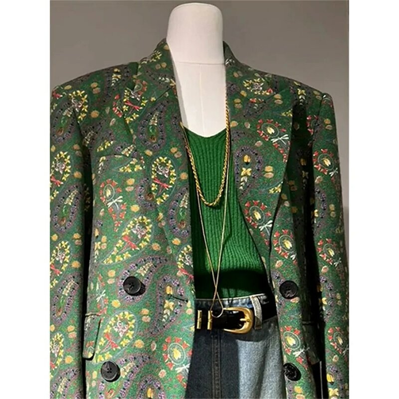 Early spring temperament new style French vintage Hepburn wind floral suit jacket small fashion suit blouse woman