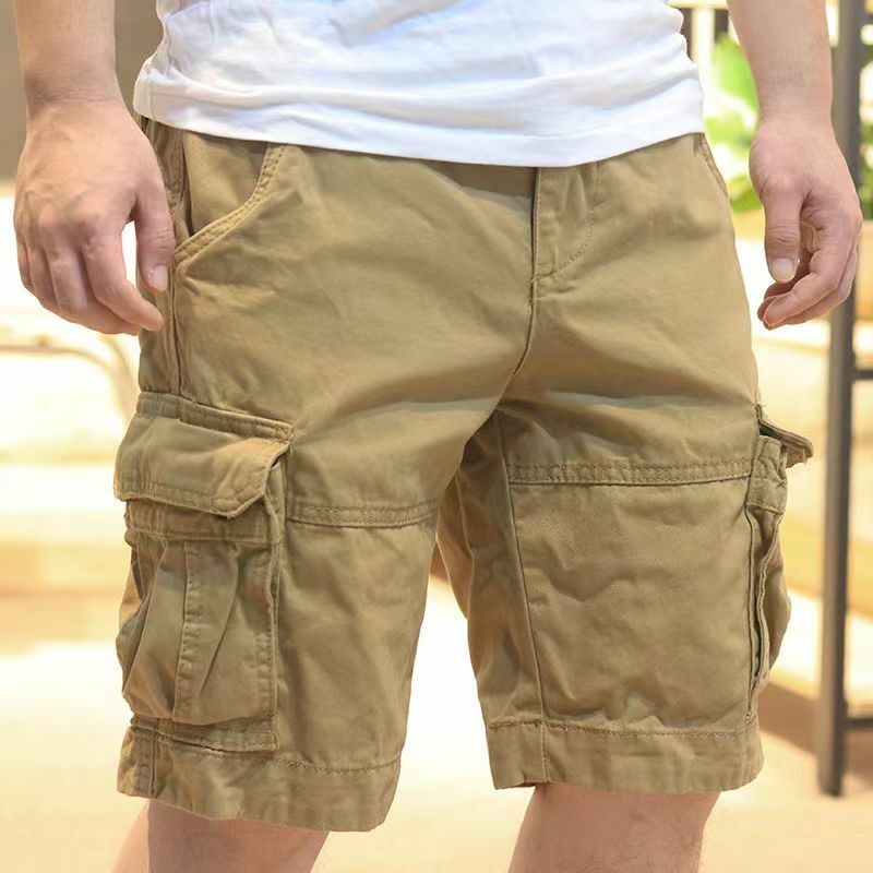 Cargo Shorts Men Summer Casual Trouser Elastic Waist Lightweight Breath Cool Male Streetwear Korean Fashion Shorts 2023 U90