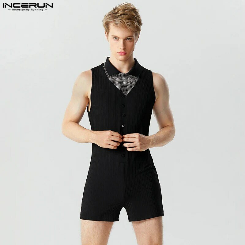 INCERUN 2023 Sexy mode nouveaux hommes Loungewear combinaisons décontracté bien ajusté mâle Pit Stripe fibrprecious Y-batterie olympiques S-5XL