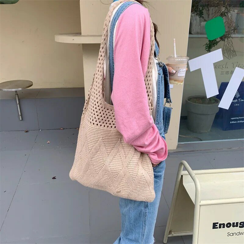 SCOFY FASHION Women Knitted Fashion Summer Travel Shoulder Crossbody Bags for Work Shopping Beach Tote Bags Purses