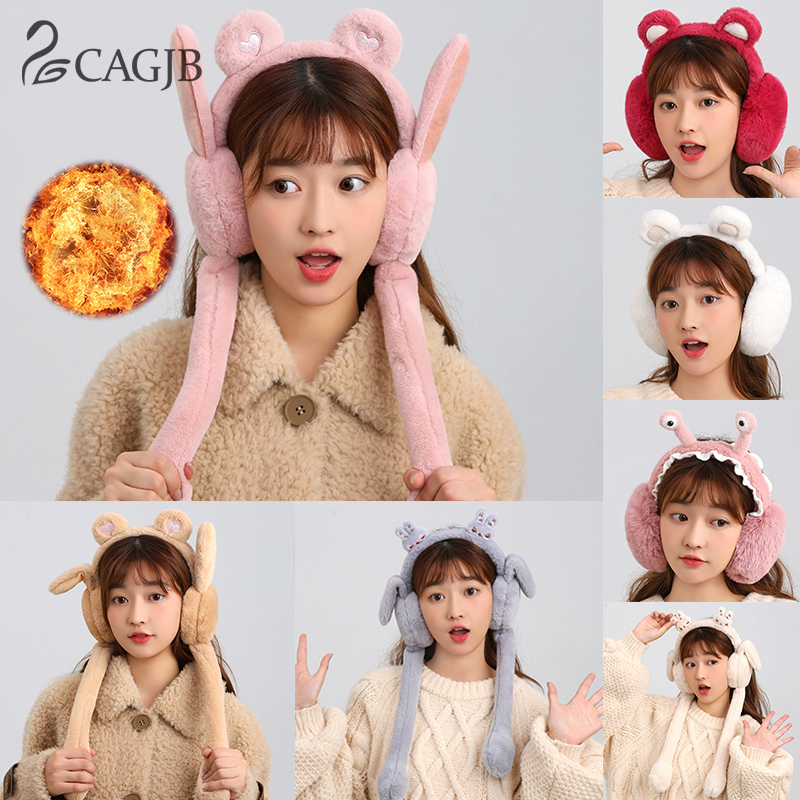 Thermal Soft Plush Earmuffs Cute Airbag Rabbit Ear Warmer Bear Snails Thicken Windproof Coldproof Ear Cover For Outdoor Sport