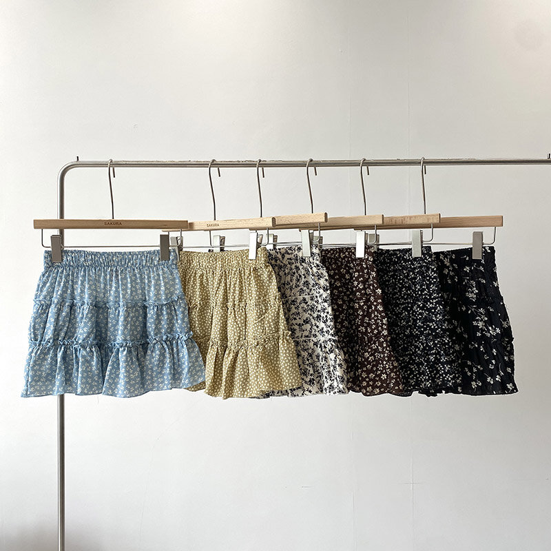 Minifalda con estampado Floral para mujer, falda elástica de cintura alta, moda coreana, verano, envío directo