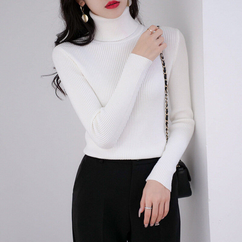 2023 Winter Women Turtleneck Sweater Basic Knitted Soft Pullovers Cashmere Jumpers For Women Fashion Elastic Warm Sweaters