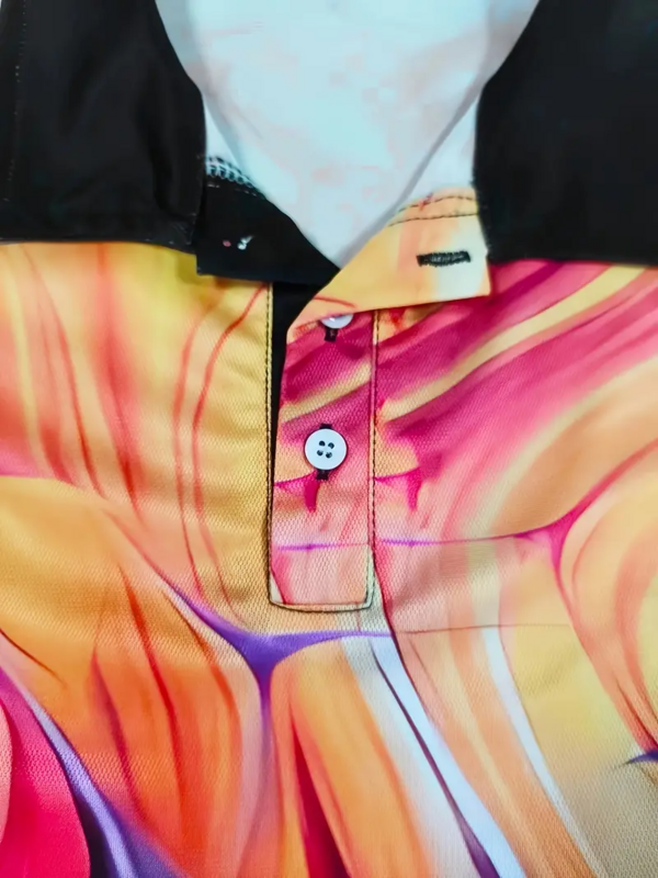 플러스 사이즈 남성 캐주얼 패션 반팔 골프 셔츠, 3D 추상 프린트, 데일리 웨어, 스트리트 의류, 단추 칼라