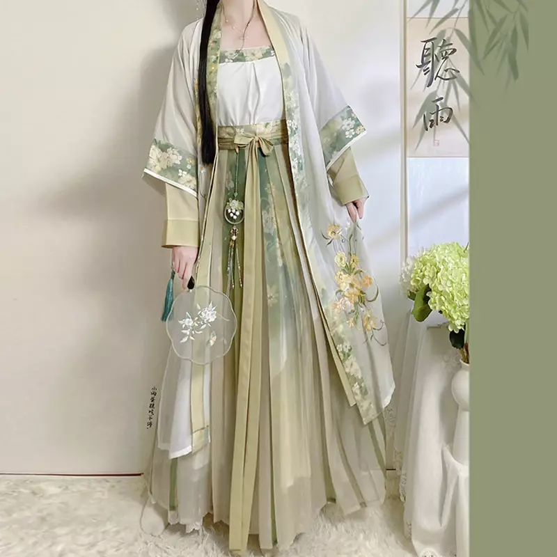 Authentic Hanfu Female Song Dynasty System Changgan Temple Suspender Pleated Skirt with All Spring and Summer Styles