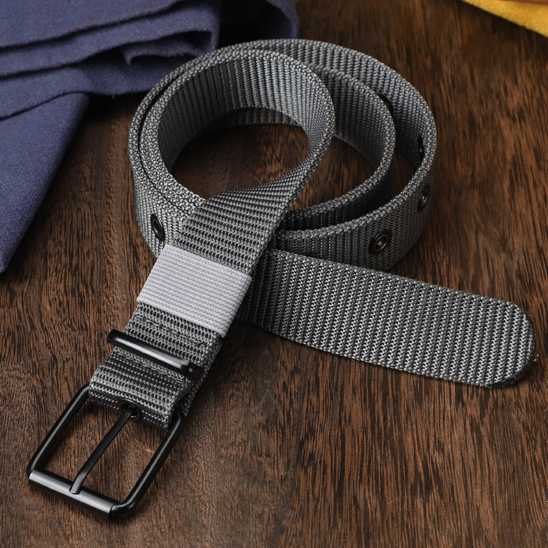 Perforated canvas belt, men's needle buckle belt, student youth Korean version, versatile jeans belt, military training, extende