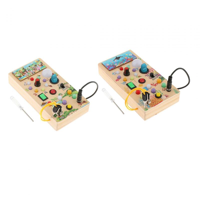 몬테소리 비지 보드 LED 나무 감각 장난감, 여행 어린이 유치원