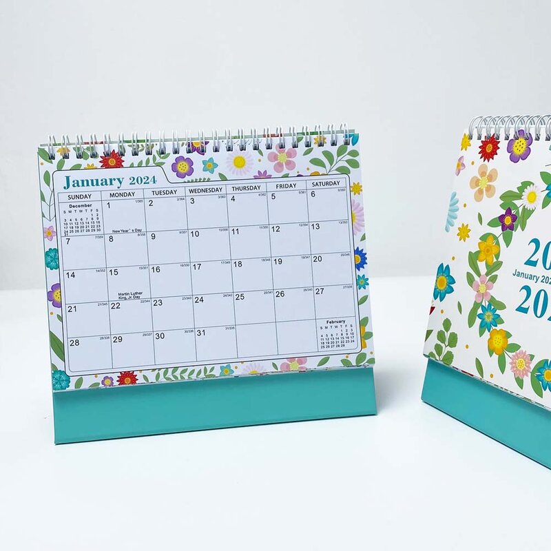 Office Desk Calendar, programação semanal, planejador diário, material de papelaria, papel em pé, 2024