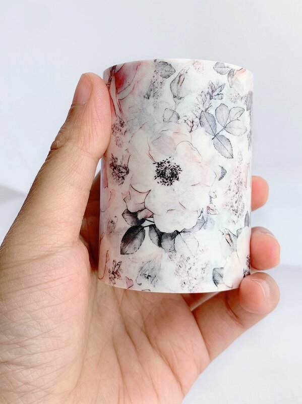 Camellia Pink Delicacy Washi Tape HD Digital Printing DIY  Decorative Masking Flower Washi Tape Stickers School Stationery