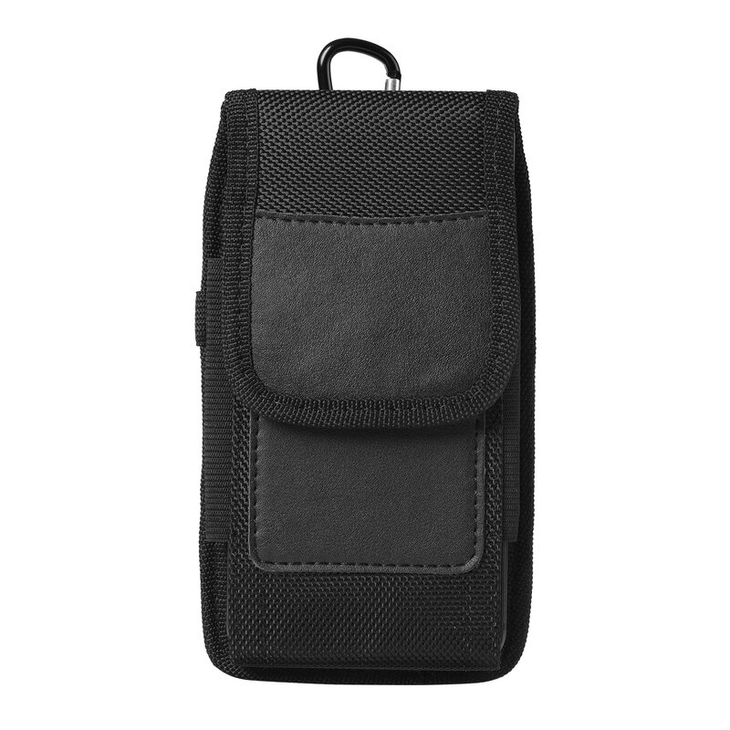 Étui en poudre pour téléphone portable, grande capacité, avec boucle de ceinture, housse portefeuille, sac de taille, protecteur noir