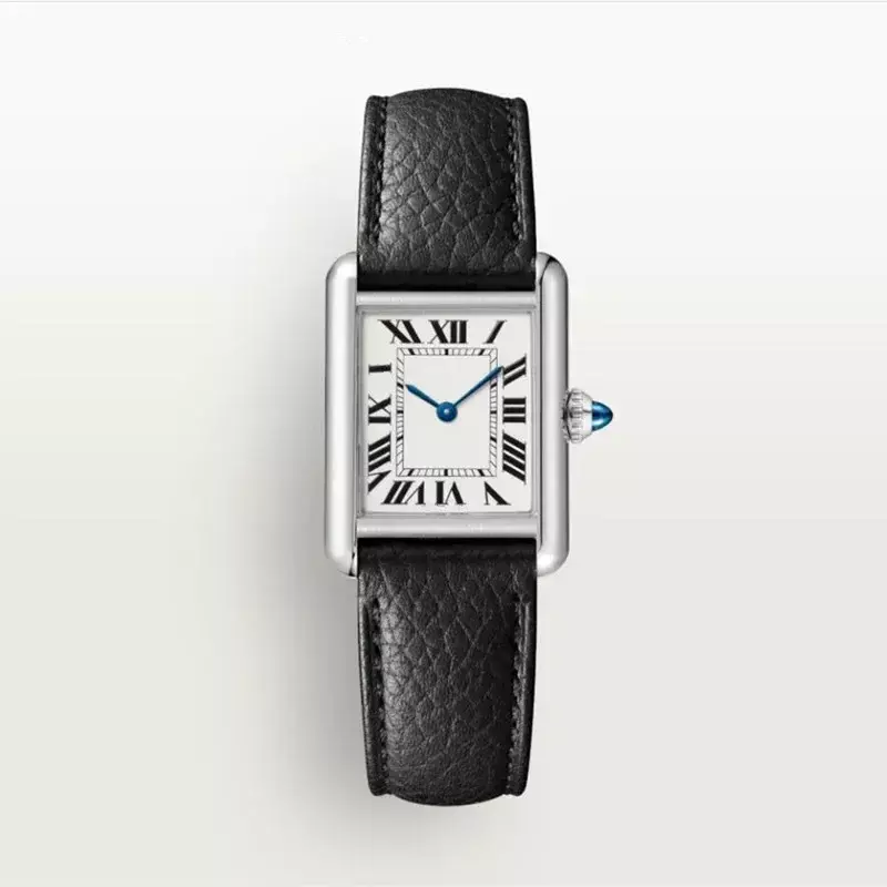 Relógio de pulso de couro simples feminino, relógio movimento quartzo, tanques quadrados, moda luxo, alta qualidade