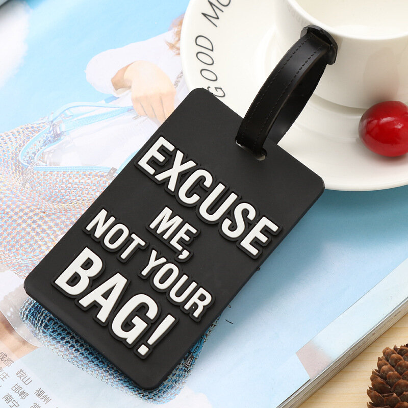 Lettera creativa non la tua borsa accessori da viaggio etichette per bagagli valigia stile cartone animato etichetta da viaggio portatile in silicone di moda