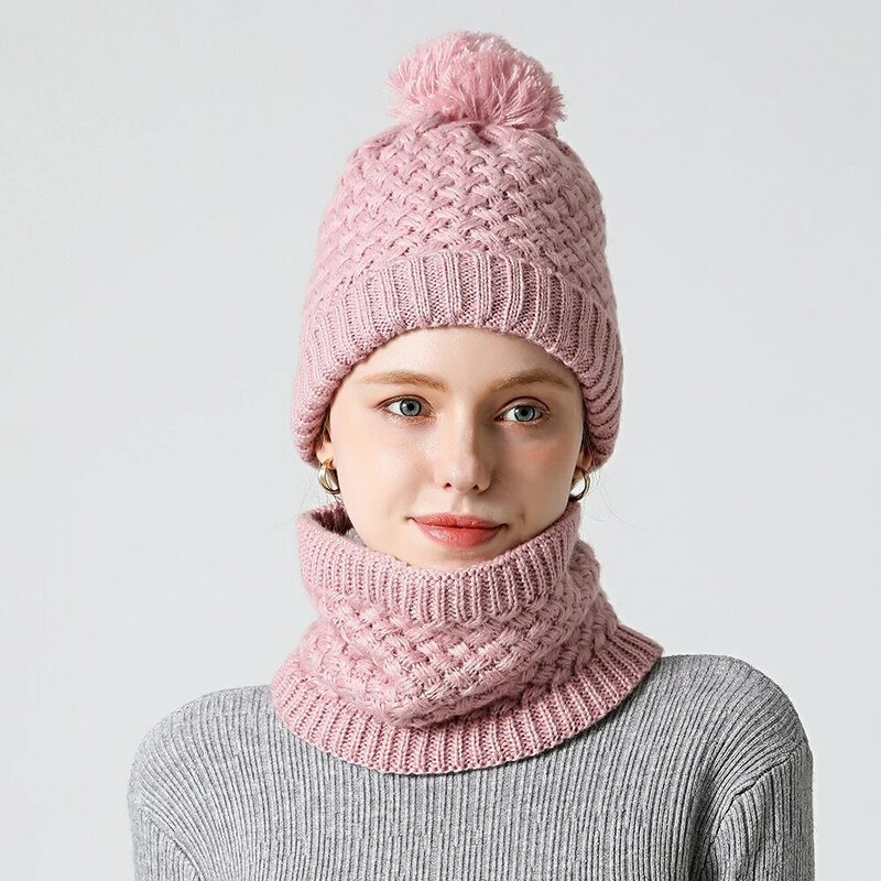 Mulheres inverno sólido malha cachecol conjunto snood pescoço gorro chapéu fácil cachecóis cashmere quente casaco de pele lã coleiras scarfs para crianças