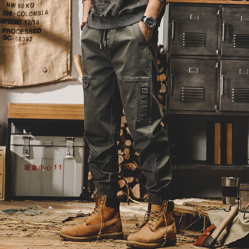 Wiosna jesień proste spodnie Cargo męskie 2022 nowych moda casualowe w stylu Streetwear luźne biegaczy dorywczo spodnie bawełniane męskie T208