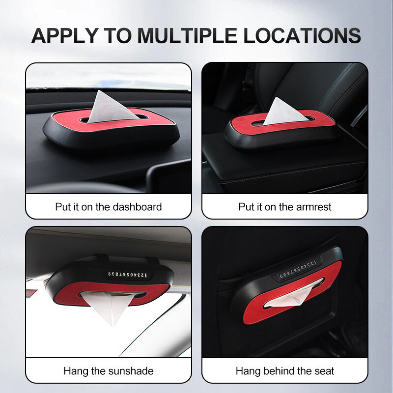 Auto Tissue Box Voor Tesla Model 3 Y X S Zonneklep Leer Tissue Houder Parking Nummerplaat Interieur Opslag doos