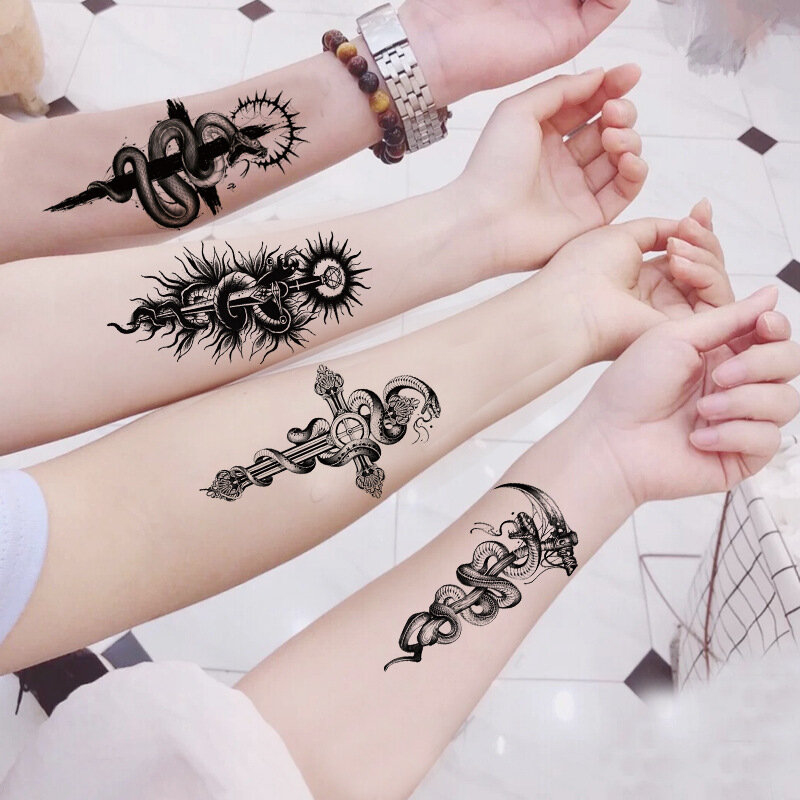 Водостойкая тату-наклейка черного и белого цвета, более 1000 можно комбинировать по желанию