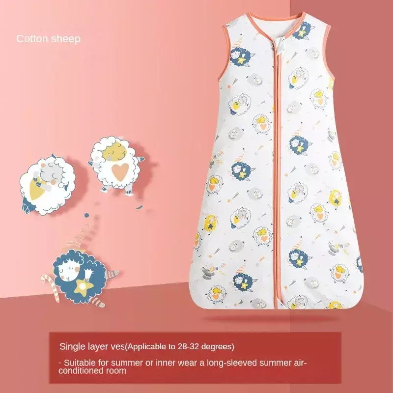 Summer Newborn Anti Startle Vest Sleeveless Pajamas Baby Anti Kick Quilt Pure Cotton Mushroom Baby Sleeping Bag