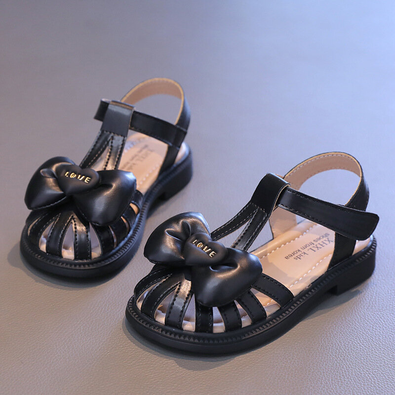 Sandalias para niños y niñas, zapatos de verano a la moda con pajarita, informales, con recortes, para playa, 2024