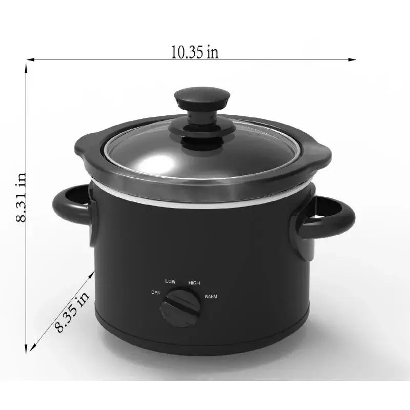 Mainstays 2 QT Slow Cooker, Matte Black Finish, Removeable Stoneware Pot, Model MS54100112165B