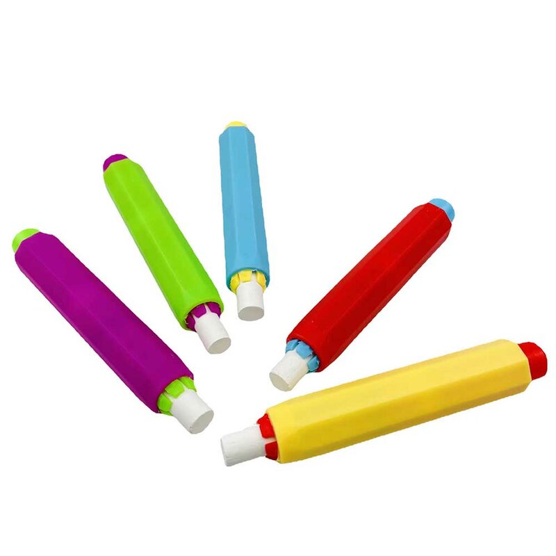Secure Grip Non slip Surface 5 Pack Colorful Chalk Holders Prevent Chalk Cracking Ideal for Classroom and Office Use