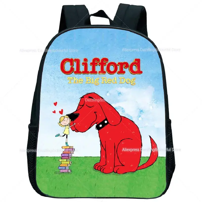 子供のための大きな赤い犬のバックパック、幼稚園、漫画スタイル、小さな子供、男の子、女の子のためのブックバッグ