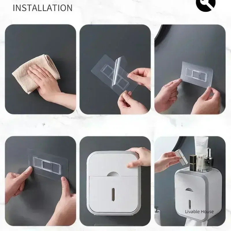 Uchwyt na papier toaletowy Uchwyt na pudełko Stojak łazienkowy Wodoodporny pojemnik na chusteczki bez dziurkacza Uchwyt do przechowywania w łazience w kuchni