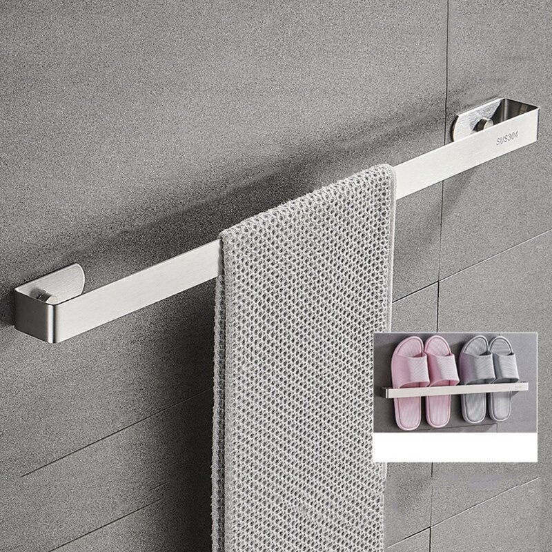 Porte-serviettes Simple, étagère rangement salle bain, porte-serviettes porte-pantoufles en acier inoxydable,
