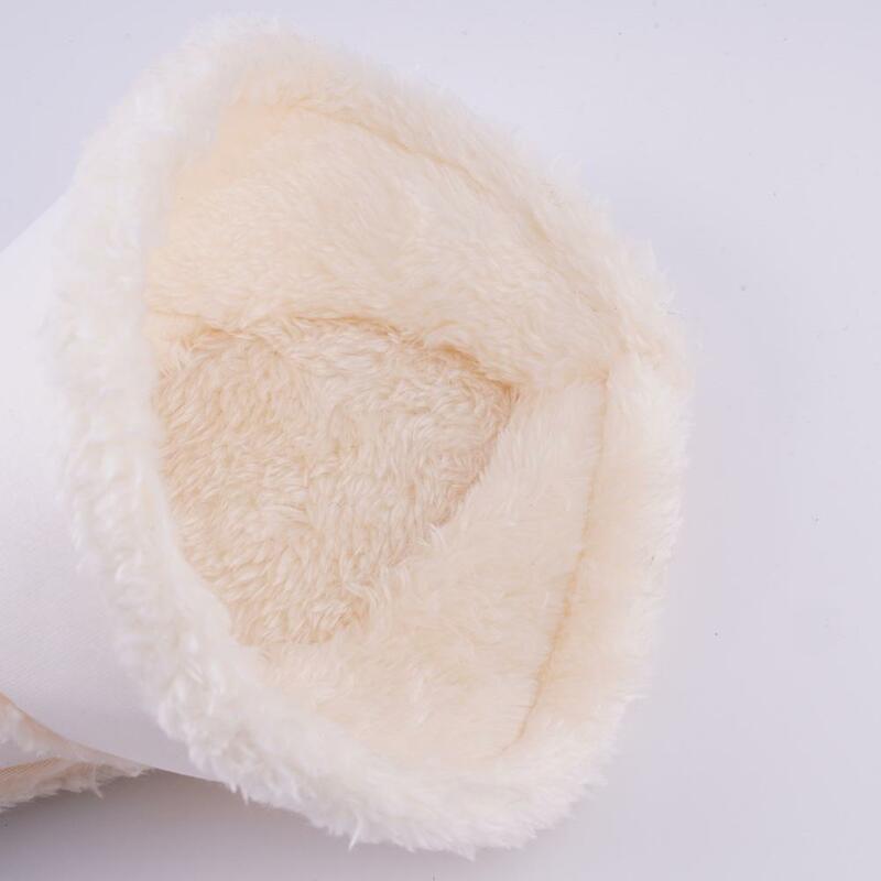 1 par buraco sapatos capa engrossar macio inverno quente manga de pelúcia destacável lavável substituível para mulher sapato capa branca