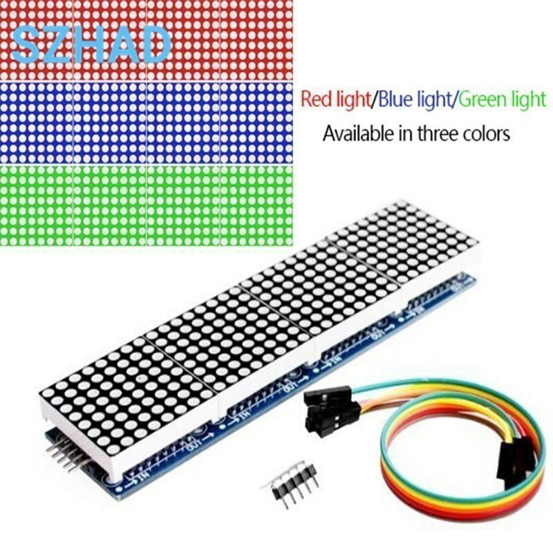 Dot Matrix Module para Arduino Microcontrolador, MAX7219, 4 em 1 Display com Linha 5P