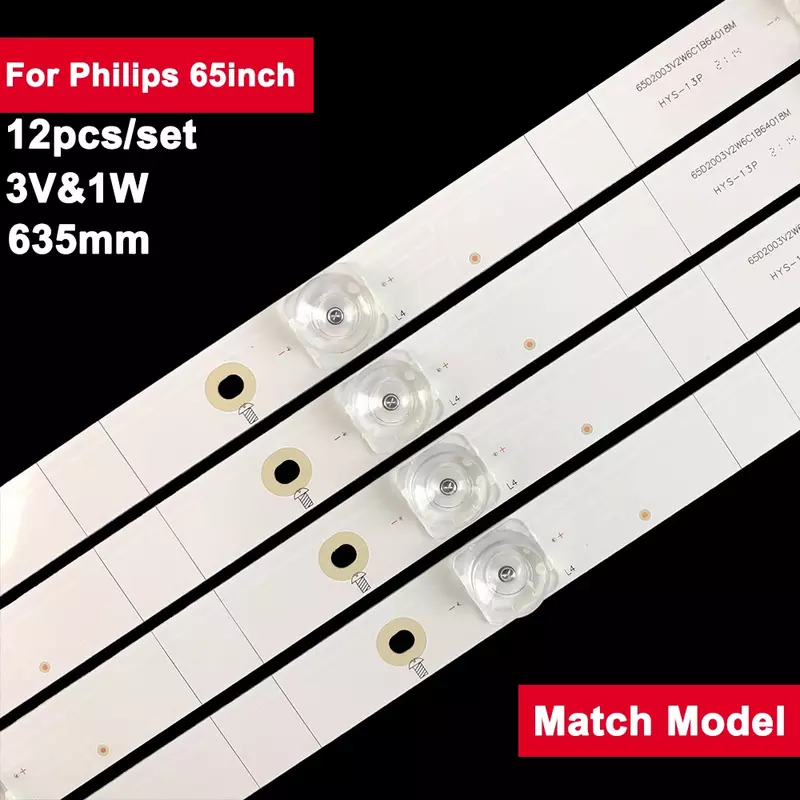 12 Pcs/set 3V Square Lens TV Backlight Bar For Philips 65inch CEJJ-LB650Z-6S1P-M3030-L-3 65PUD6794/77 635mm Led Strip Light